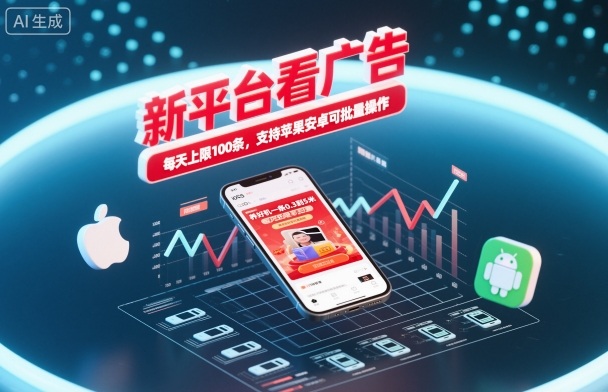 新平台看广告，养好机一条0.3到5米，每天上限100条，支持苹果安卓可批量操作-志拓网创