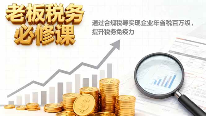 （16426期）老板税务必修课，通过合规税筹实现企业年省税百万级，提升税务免疫力-志拓网创